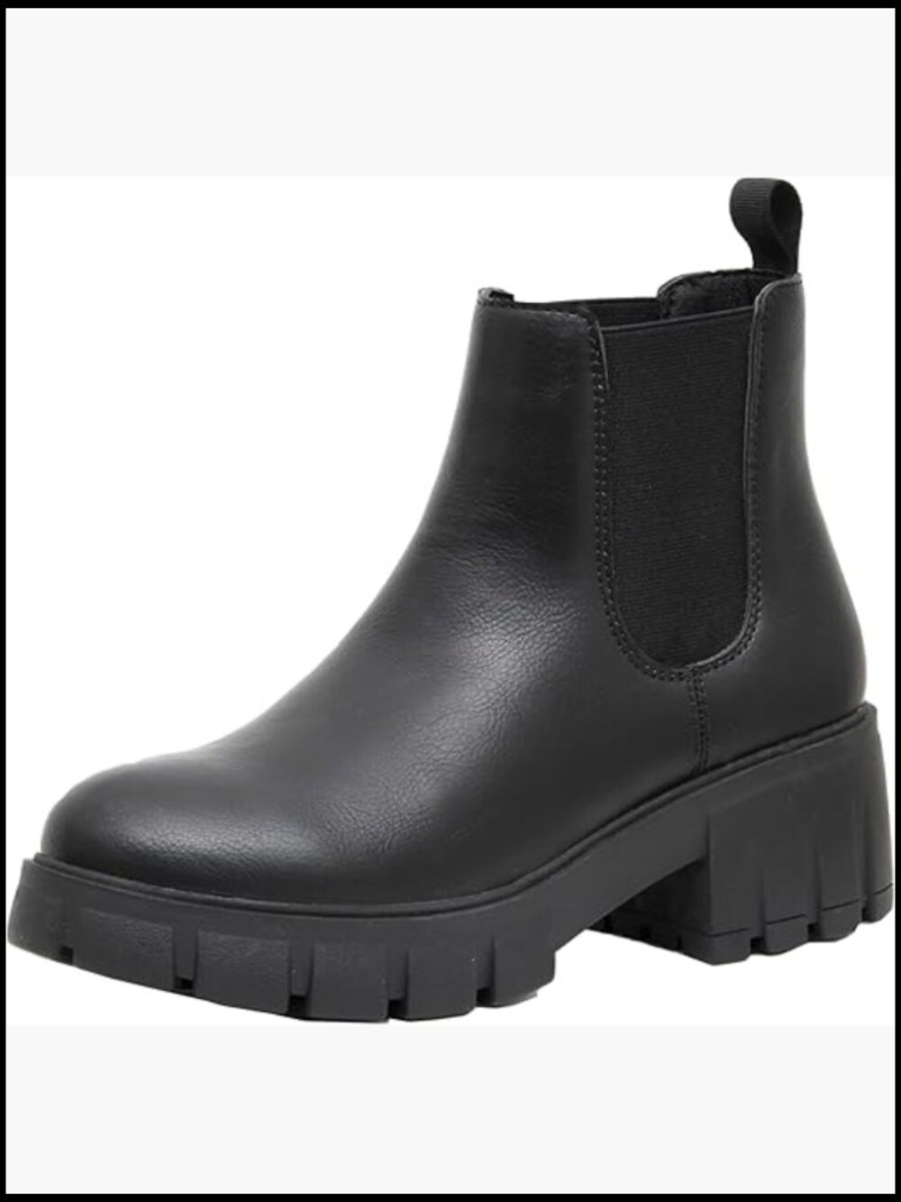 Slip On Chelsea Boot Memory Foam Vegan Leather Round Toe Block Heel Spring
